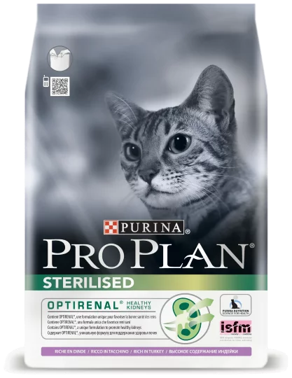 Сухой корм для стерилизованных кошек Проплан с индейкой 2,4 кг+600 г в подарок