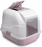 Туалет для кошек Имак закрытый EASY CAT, белый/пепельно-розовый, 50х40х40 см