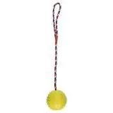 Игрушка для собак резиновый мяч с веревкой Flamingo 7*30см зеленый 