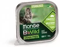 Консервы для кошек Monge Cat Bwild Graifree из кабана с овощами 100 г