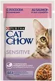 Влажный корм для кошек с чувствительным пищеварением Cat Chow Sensitive с лососем и кабачком в соусе 85 г