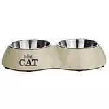 Миска Beeztees Best Cat 2в1 для кошек двойная бежевая 160 мл, 26,5х15 см 