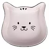 Миска керамическая для кошек КерамикАрт Мордочка кошки 200мл черный с белым