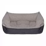 Лежак прямоугольный пухлый, Yami-Yami с подушкой, серый, размер 70х50х21 см 