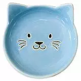 Блюдце керамическое КерамикАрт Мордочка кошки 80 мл голубая