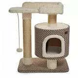 Комплекс для кошек с домиком и когтеточкой Saival Somero 75*47*85 см, рогожка, сизаль, белый