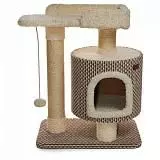 Комплекс для кошек с домиком и когтеточкой Saival Somero 75*47*85 см, рогожка, сизаль, бежевый
