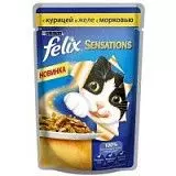Влажный корм для кошек Феликс Sensations ГвЖ кура/морковь 85г
