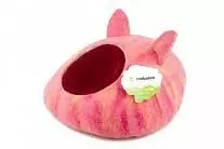  Домик Zoobaloo "Уютное гнездышко" с ушками шерсть, розовый, 40x40x20 см