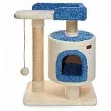 Комплекс для кошек с домиком и когтеточкой Saival Somero 75*47*85 см, сизаль, белый/голубой
